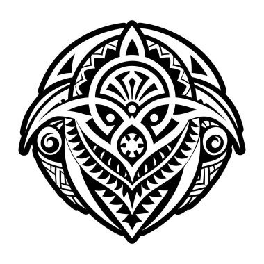 Geleneksel Polinezya sanatını betimleyen kabartma biçimi simgesi