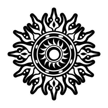 Kabartma biçiminde güneş diski dövme simgesi