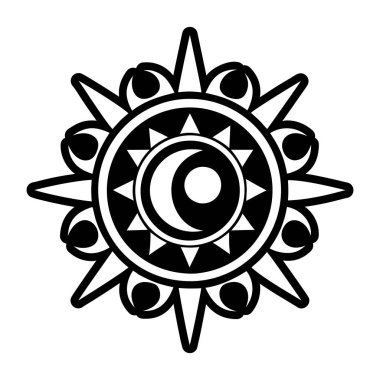 Güneş tutulması motifi, kabartma dövme simgesi