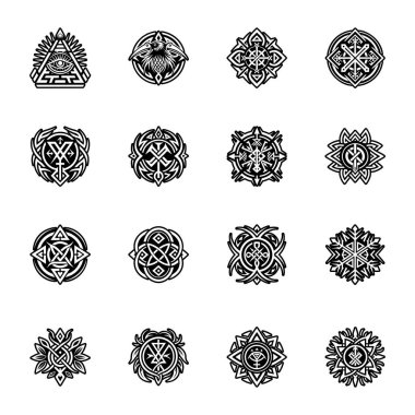 Siyah ve beyaz ikonlar. mandala.