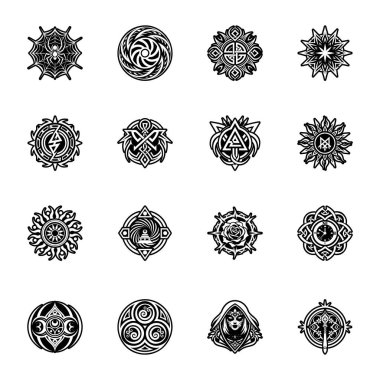 Kelt tasarım elementlerinden oluşan bir set. etnik süs.