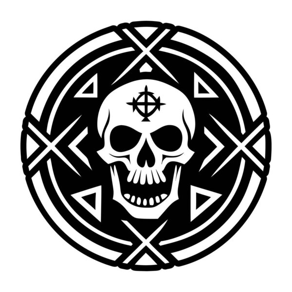 Символ руны черепа в твердом стиле
