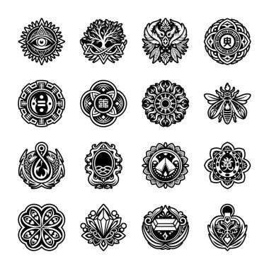 Dekoratif elementlerin vektör kümesi