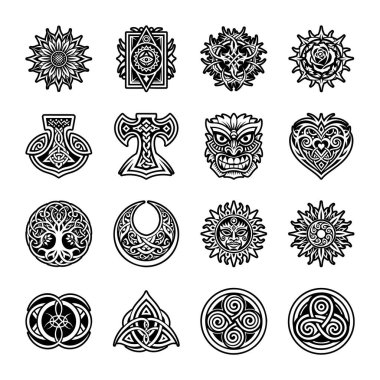 vektör siyah ve beyaz kabile sembolleri