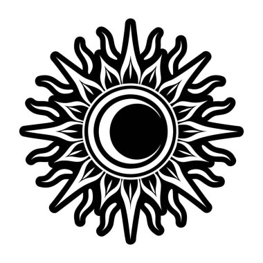 Yankılanan güneş simgesi, kabartma biçiminde