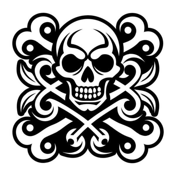 Икона твердого стиля татуировки черепа