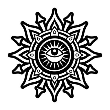 Kabartma biçiminde antik güneş simgesi