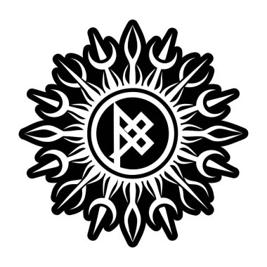 Sowilo sembolü simgesi kabartma biçiminde patladı