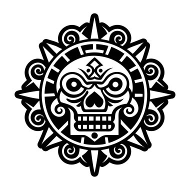 siyah ve beyaz Meksika kültürü kafatası