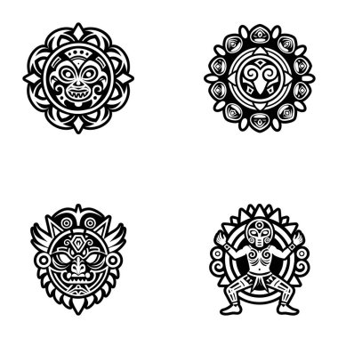 Siyah ve beyaz Kızılderili simgeleri.