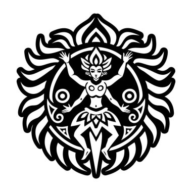 Dövmeli bir kadının vektör çizimi.