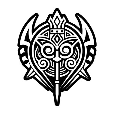 Taino mızrak motifi, kabartma vektör simgesi
