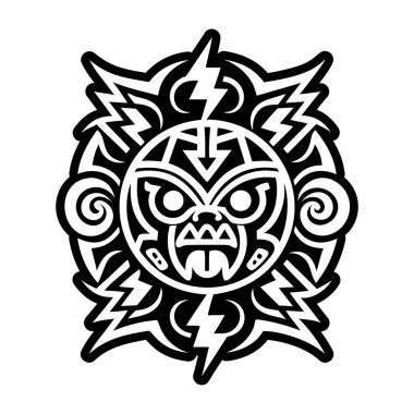 Taino deseni içinde yüz olan, sembol biçiminde.