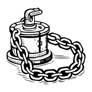 Çizim biçiminde gemi zinciri bağlama simgesi