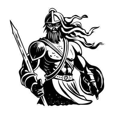 Siyah beyaz savaşçılar. vektör illüstrasyonu