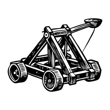 Siege catapult vintage style illustration clipart