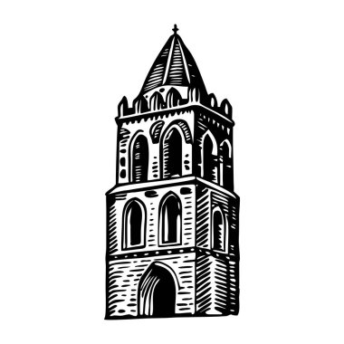 Ortaçağ çan kulesi, klasik çizimler.