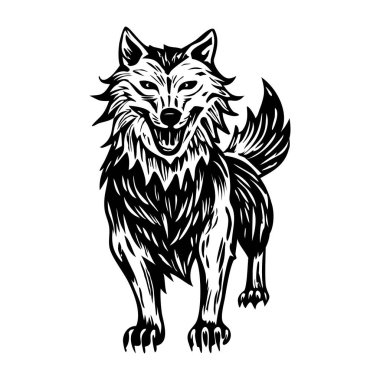 Hırlayan kurdun klasik bir çizimi.