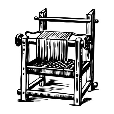 A vintage illustration depicting medieval loom clipart