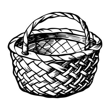 Eski tarz el dokuması sepet illüstrasyonu