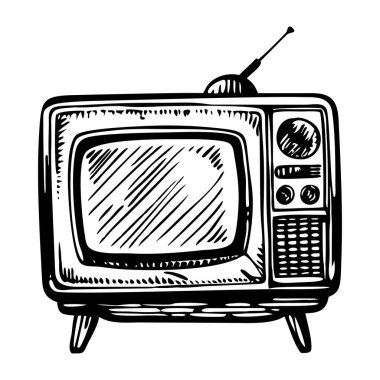 Eski bir televizyonun klasik bir çizimi.