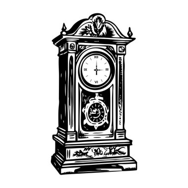Antika bir saatin kabataslak çizimi.
