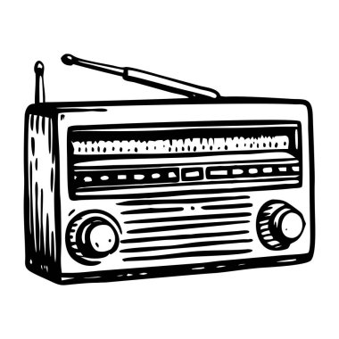 Klasik radyo cihazının yarım yamalak bir çizimi