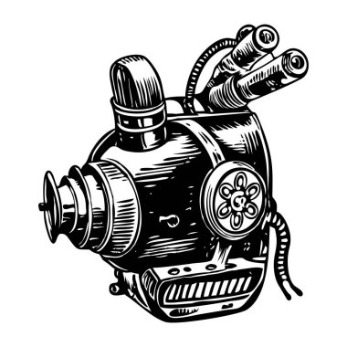 Steampunk makinesi tasvir edilen klasik illüstrasyon