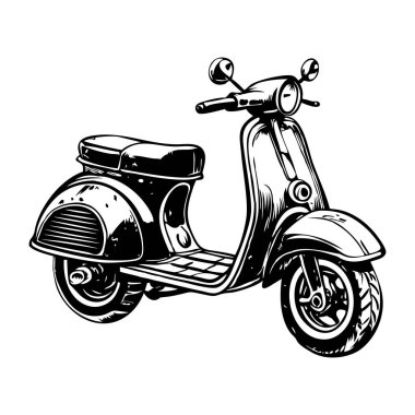 Bir retro scooter tasvir eden klasik illüstrasyon