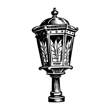 Klasik sokak lambası kabataslak tasviri