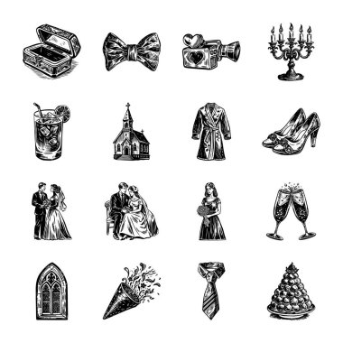 Düğün Seremonisi Vintage Resimleri Koleksiyonu