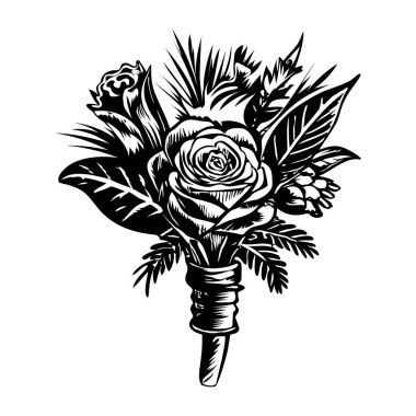 Bir yaka çiçeğinin güzel klasik çizimi