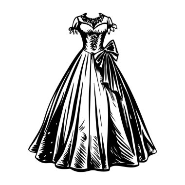 Eski tarz gelinlik çizimi