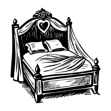 Eski tarzda düğün yatağı çizimi