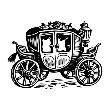 Bir düğün arabasının klasik çizimi