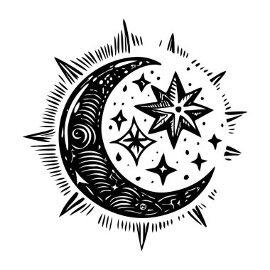 Eski tarz ay dövmesi çizimi