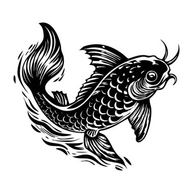 Koi balığı dövmesinin kabartma çizimi