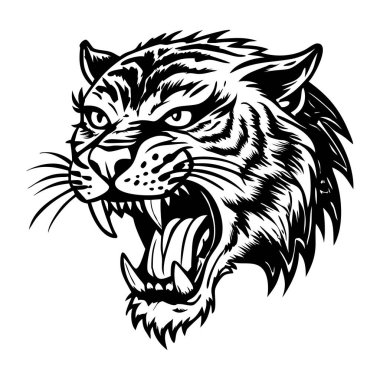 Klasik tarzda kükreyen kaplan çizimi