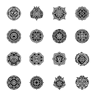 Siyah ve beyaz dekoratif elementler seti