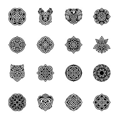 Farklı dekoratif etnik kalıplar dizisi