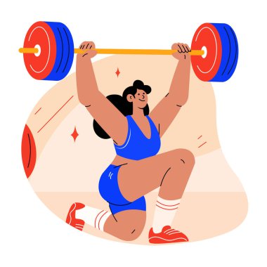 Düz stil kadın vücut geliştirici illüstrasyonu