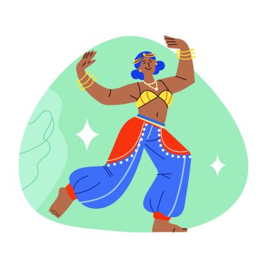 Düz stil ile göbek dansçısı çizimi