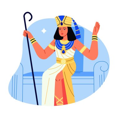 Düz stil Mısır kraliçesi çizimi