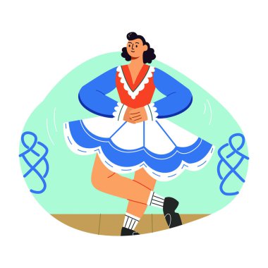 Dişi İrlandalı dansçının düz bir çizimi