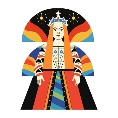 Kraliçe karakterin düz bir çizimi