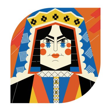 Düz stil Kraliçe çizimi