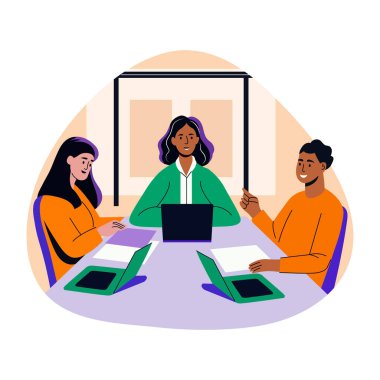 Düz bir şekilde tanışma illüstrasyonuna liderlik eden bir kadın.