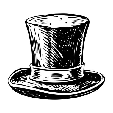 Eski bir silindir şapkanın klasik çizimi