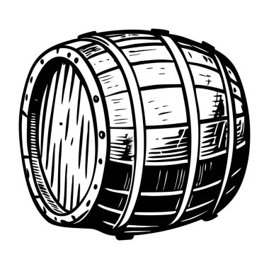 Tahta fıçıyı tasvir eden yarım yamalak bir çizim.