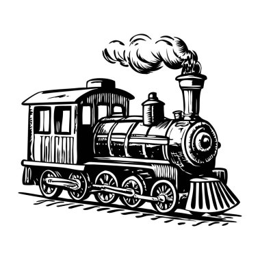 Buhar treni vintage vektör çizimi
